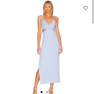 Cut Out Slit Midi in Light Blue